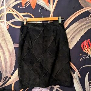 Vintage Black Suede Pencil Skirt